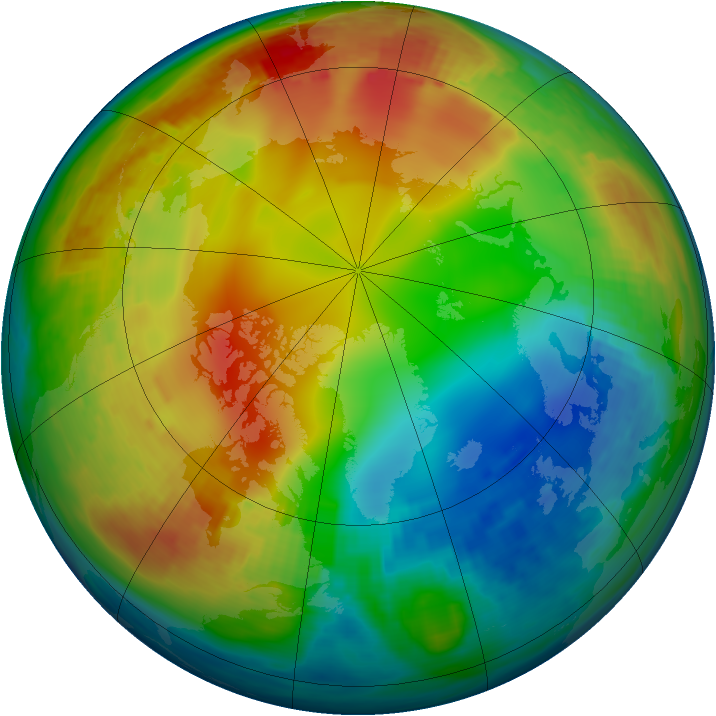 Arctic ozone map for 15 January 1992